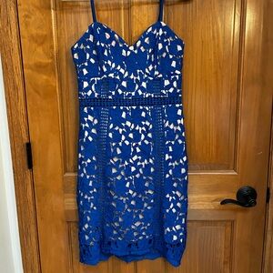 Lulu's Royal Blue Lace Mini Dress